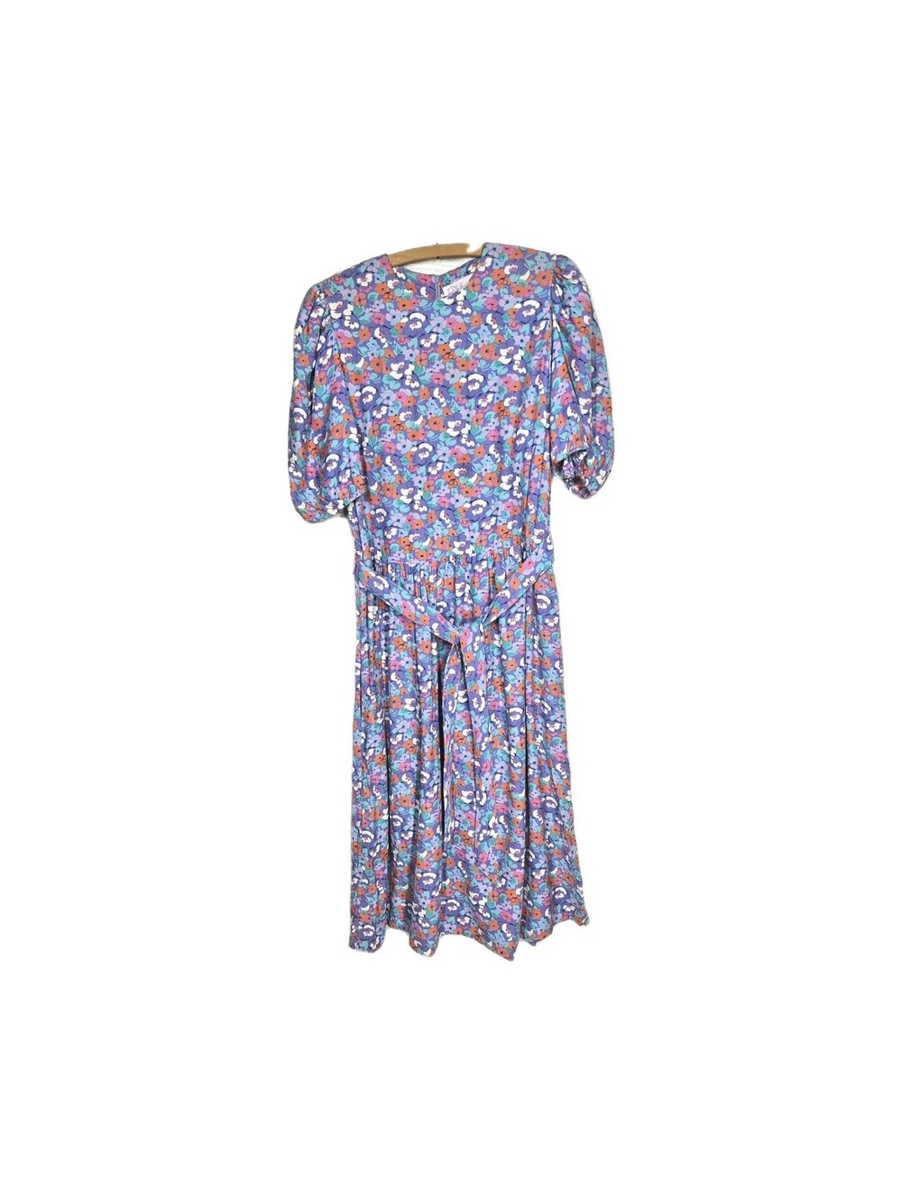 Vintage 1990s Pastel Dress wBelt Belle France Rayon 12 Large Jane Schaffhausen